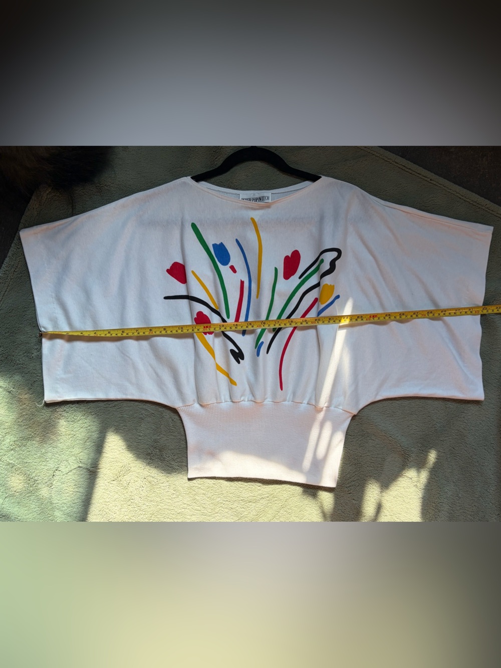 Vintage 90’s Abstract Floral Batwing Top - Picture 5 of 9